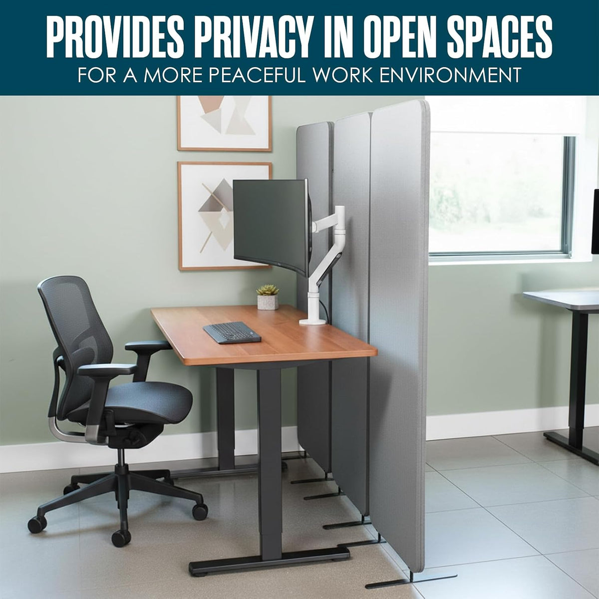 Partition Wall, Soundproof Room Dividers, Office Panel, Grey, 3 PC, 72"X67"
