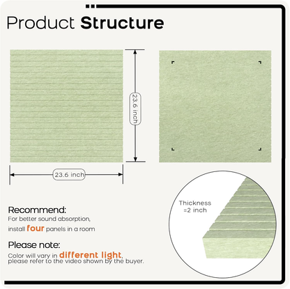 2-Pack Acoustic Panels 23.6"X23.6"X2", Wall & Ceiling Art Sound Panel — product view 2