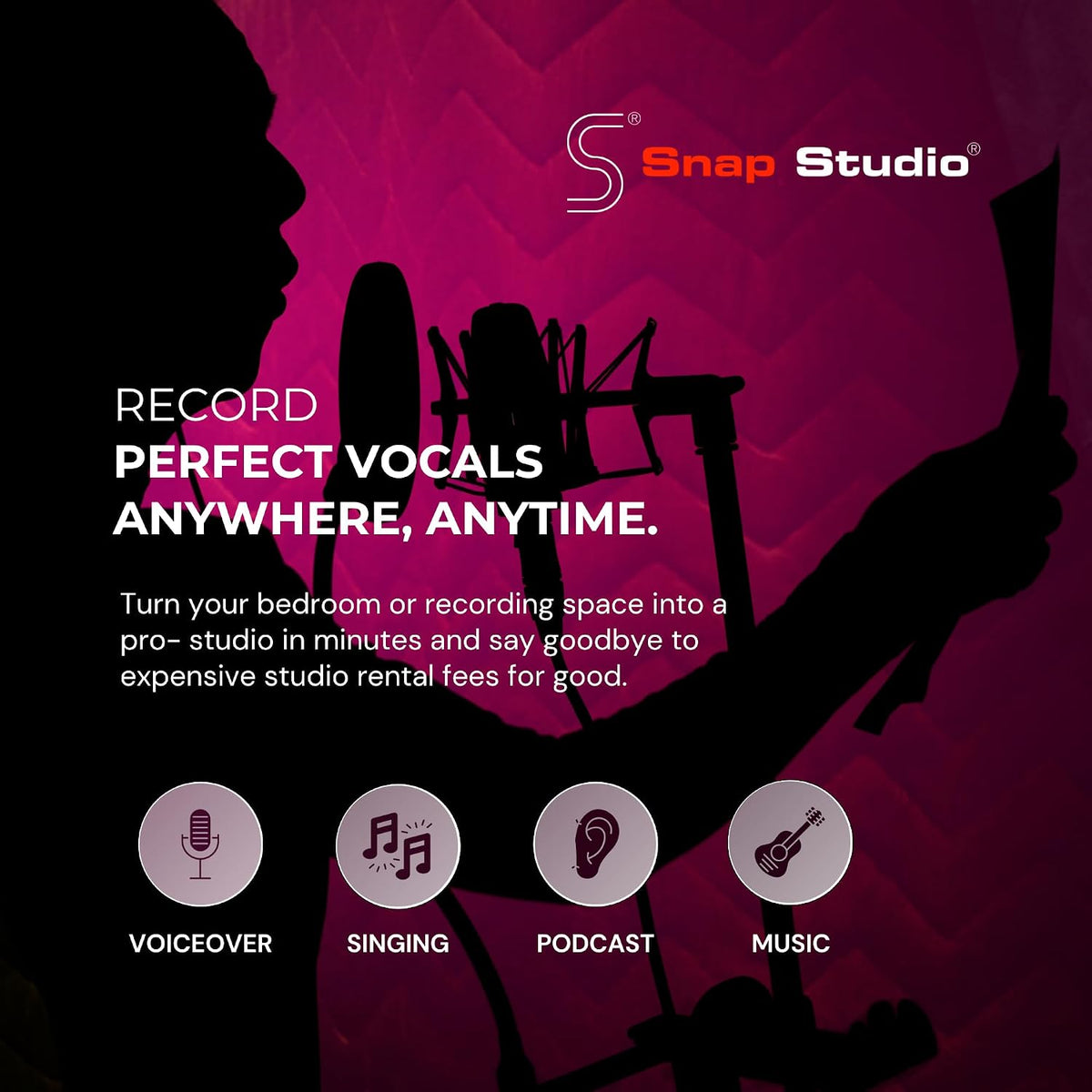 XL Ultimate Portable Vocal Booth for Recording & Voice Over, Reduces Echo