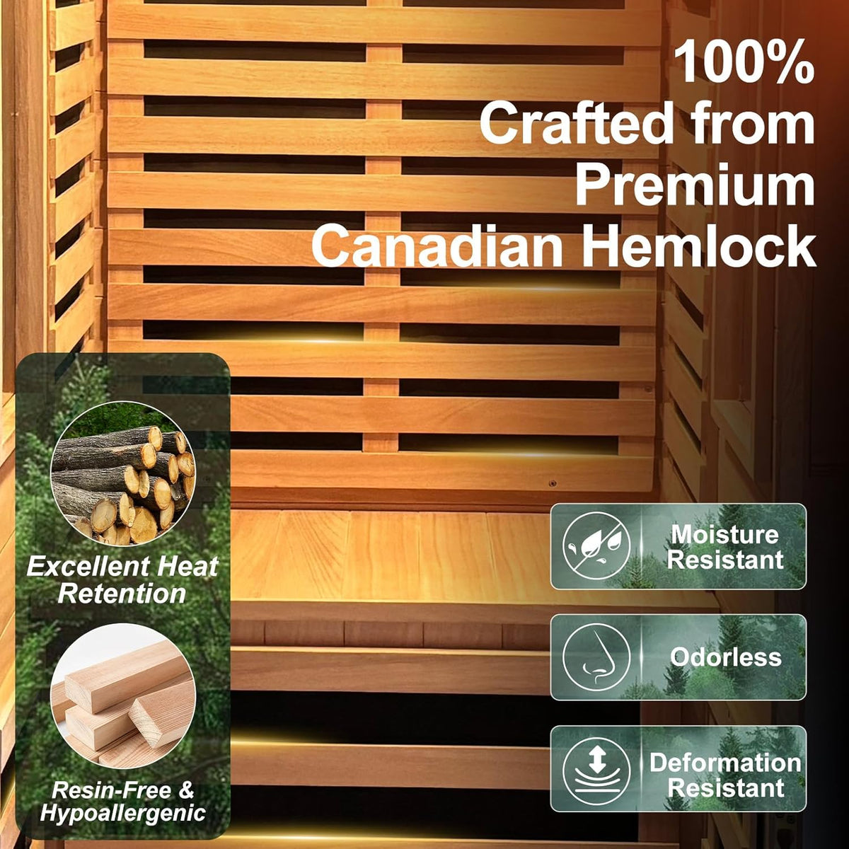 Full Spectrum Infrared Sauna with 660Nm & 850Nm Red Light Therapy