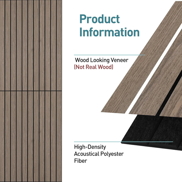 6 Pack Acoustic Panels, 47.2" X 23.6" Sound Proof Panels, Walnut Color
