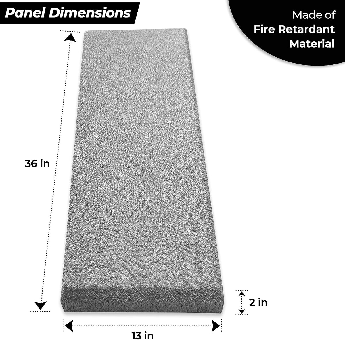 Acoustic Panel Gray | Fiberglass 2-Pack | Professional Sound Absorbing Panel | Decorative Sound Proof Panel | Acoustic Wall Panel (36X13X2 In) - Gray