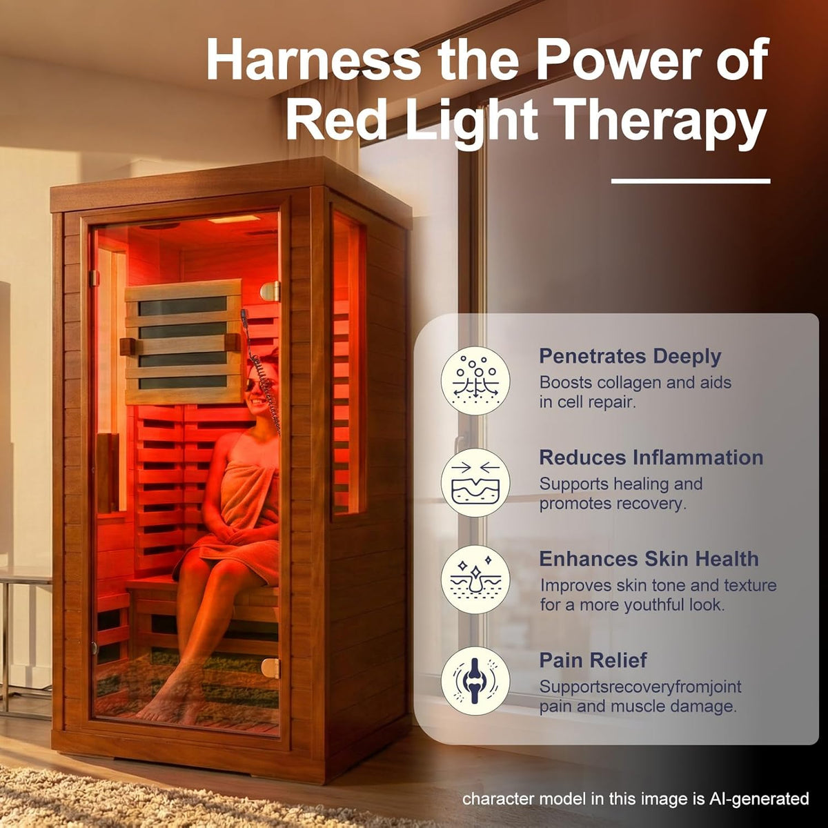 Full Spectrum Infrared Sauna with 660Nm & 850Nm Red Light Therapy