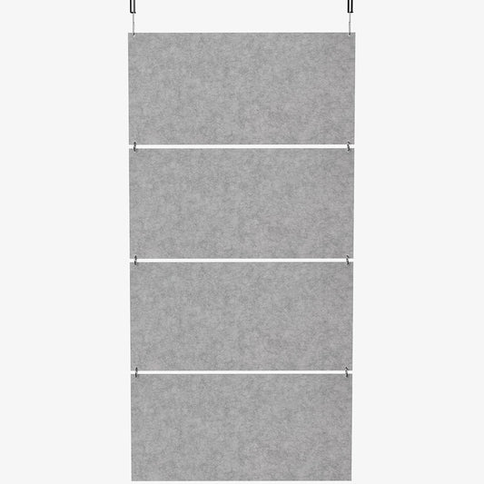 Acoustic Modular Hanging Panels, Rectangular Sound Absorber, Modern Noise Reduction That Installs to Ceiling or Wall, Light Gray, PP-C45G