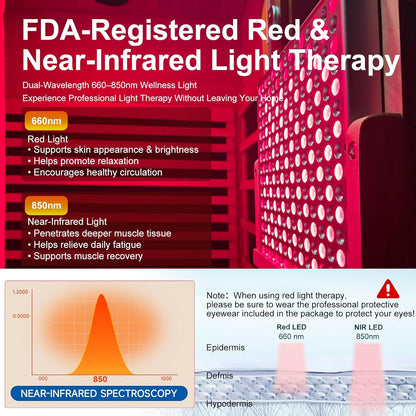 Full Spectrum Infrared Sauna with 660Nm & 850Nm Red Light Therapy