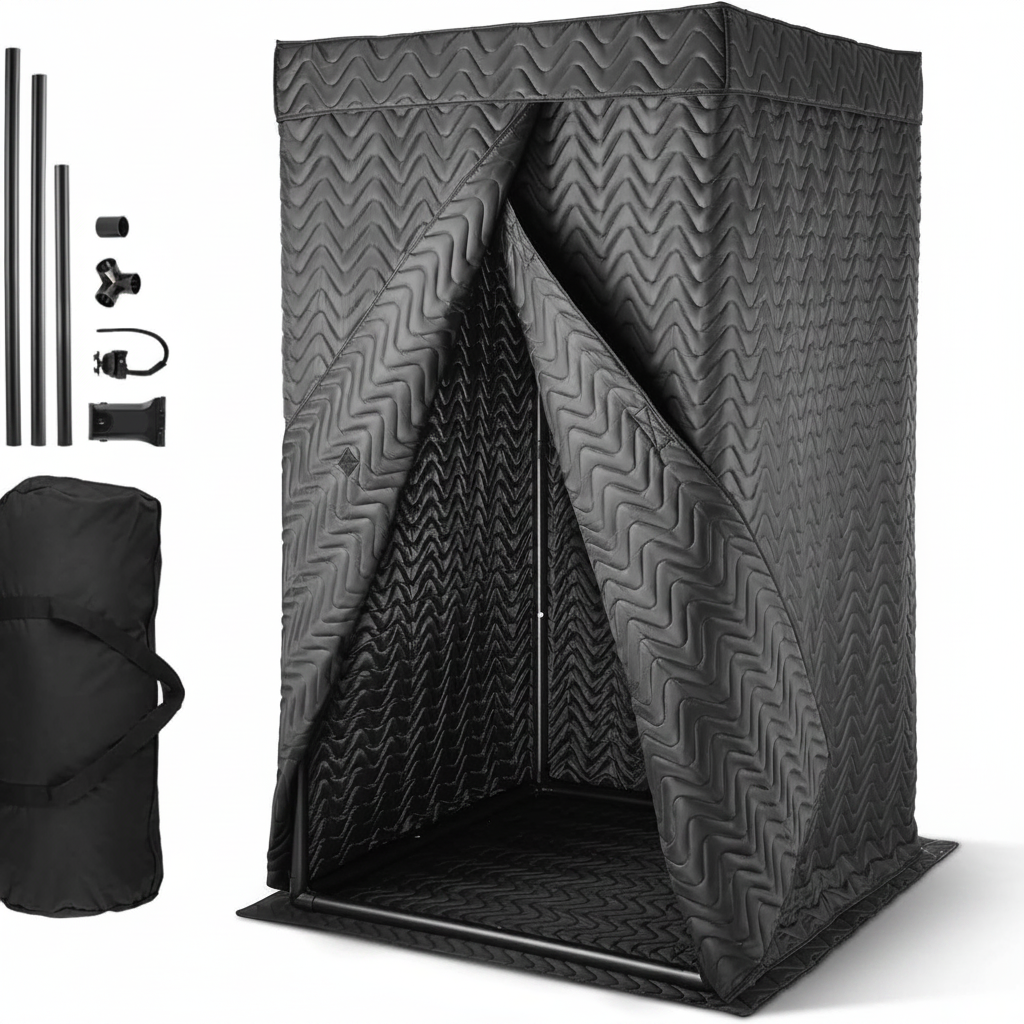 Portable Vocal Booth, 6.56 Ft Height, Pro-Grade Recording Studio with Travel Bag, Mobile Tablet Stand, Thickened Soundproofing, Sound Isolation Booth for Echo-Free Vocals, Podcasts, Voiceovers