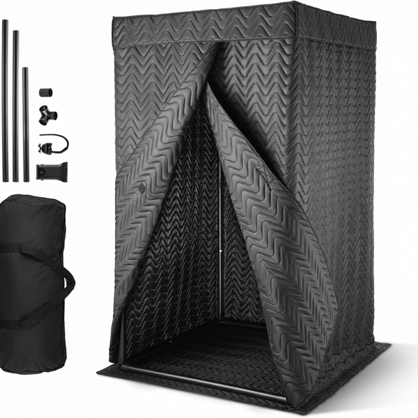 Portable Vocal Booth, 6.56 Ft Height, Pro-Grade Recording Studio with Travel Bag, Mobile Tablet Stand, Thickened Soundproofing, Sound Isolation Booth for Echo-Free Vocals, Podcasts, Voiceovers