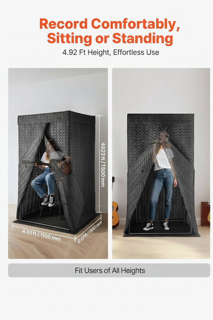 Portable Vocal Booth, 6.56 Ft Height, Pro-Grade Recording Studio with Travel Bag, Mobile Tablet Stand, Thickened Soundproofing, Sound Isolation Booth for Echo-Free Vocals, Podcasts, Voiceovers — product view 3