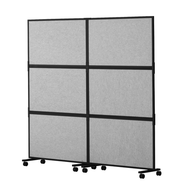 Room Divider Acoustic, Gray Polywire for Privacy 2-Piece Office Partition Panel, Freestanding Office Divider Partition