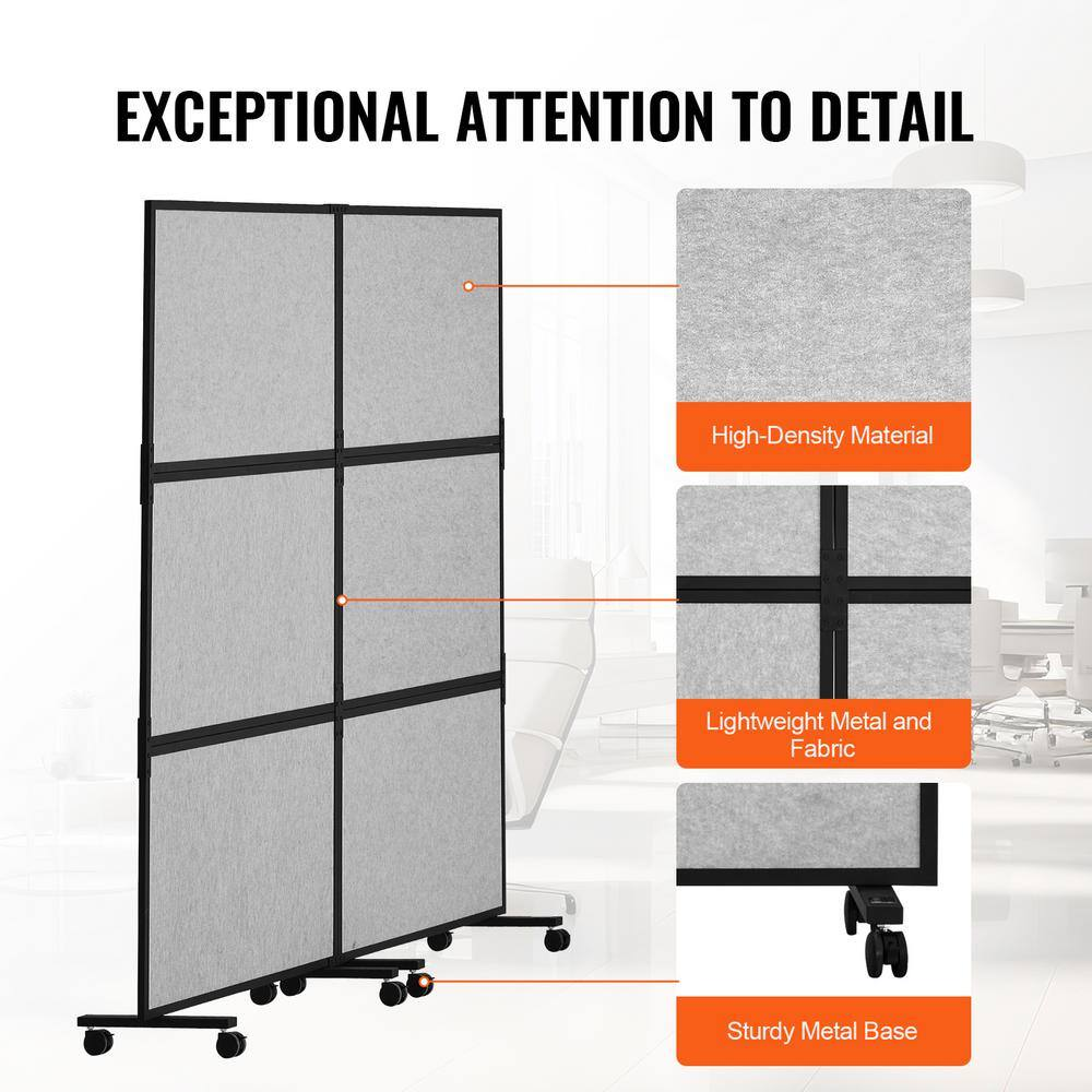 Room Divider Acoustic, Gray Polywire for Privacy 2-Piece Office Partition Panel, Freestanding Office Divider Partition — product view 3