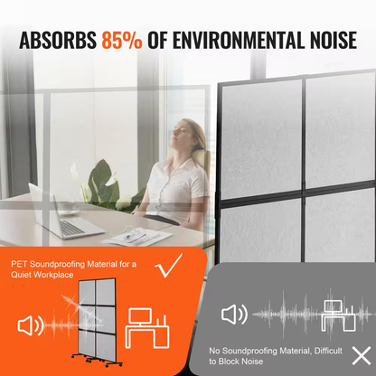 Room Divider Acoustic, Gray Polywire for Privacy 2-Piece Office Partition Panel, Freestanding Office Divider Partition — product view 4